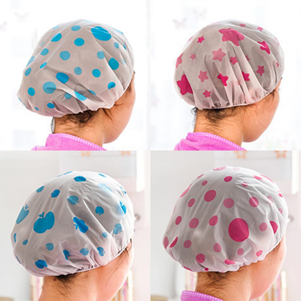 Touca Reutilizável/Touca de banho transparente com bolinhas ou estampadas. T-146-(1-2)