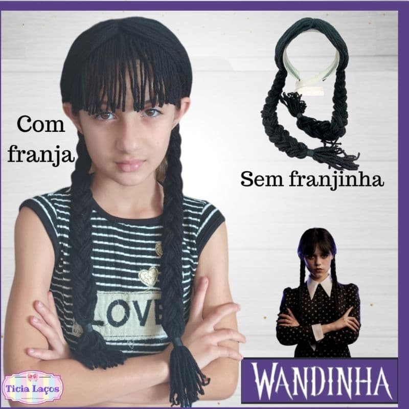 Tiara Wandinha com trança/ Arco Wandinha trança/ Tiara de trança da Wandinha/ Arco Wandinha tranca