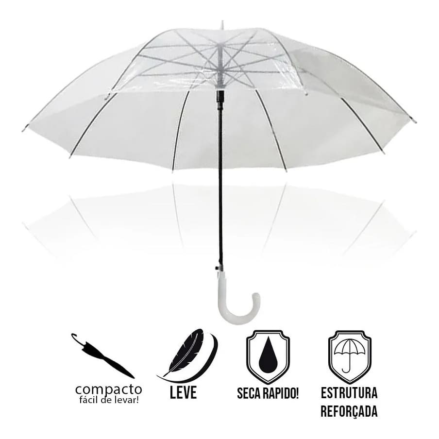 Guarda Chuva Sombrinha Bengala Transparente reforçada