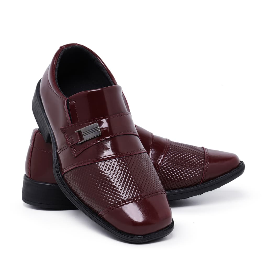 Sapato Social Infantil Masculino 444 Bordo Pajem Conforto Bico Quadrado
