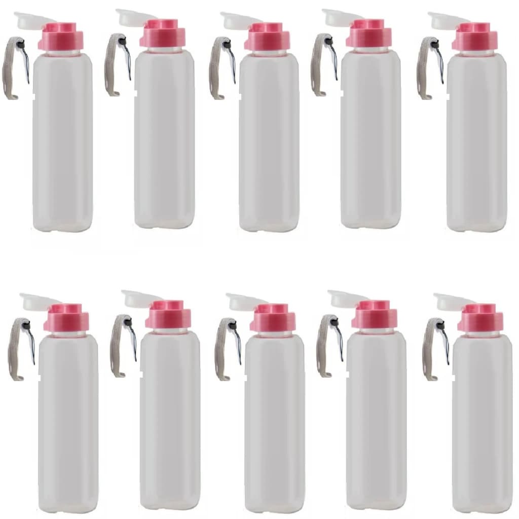 Kit 10 Garrafa Squeeze 600ml Academia Plástico Alça Não Vaza