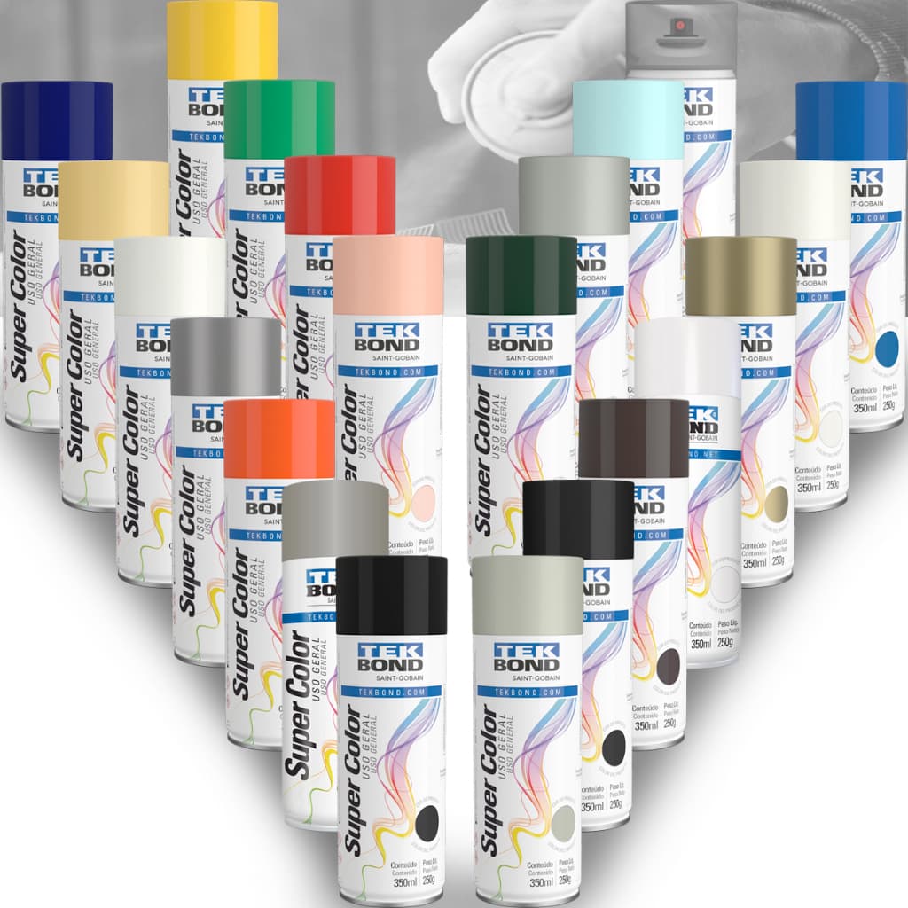 Tinta Spray Super Color Uso Geral 350ml Cores Tek Bond Spray