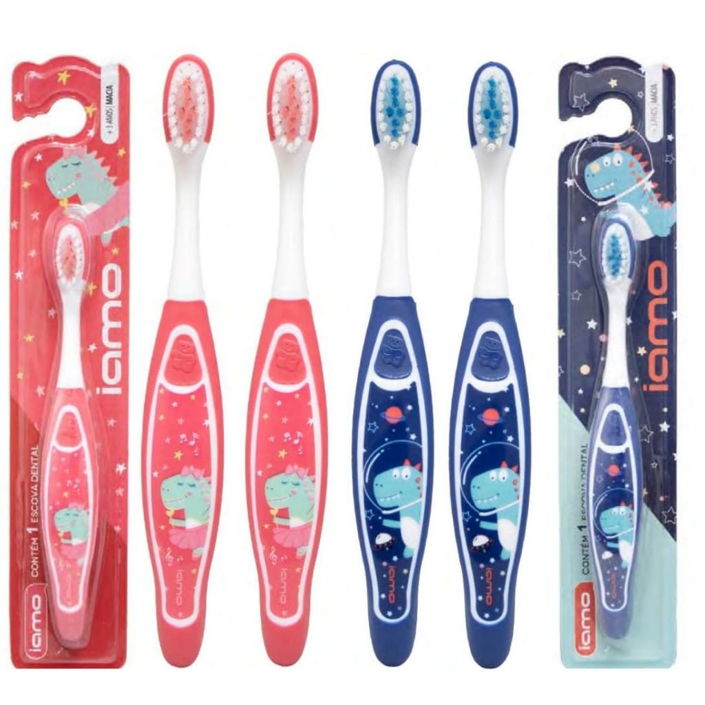 12 Escova De Dente Infantil Atacado Rosa Azul Dinossauro Surpresa Ação Social