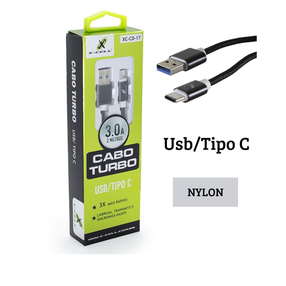 Cabo de Dados USB Turbo Tipo-C 3.0A  XC-CD-17-50
