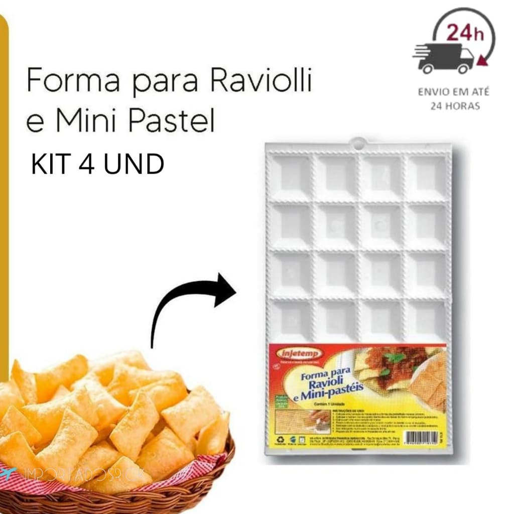 Forma Para Modelar Ravioli Mini Pasteis Massa 24 Cavas