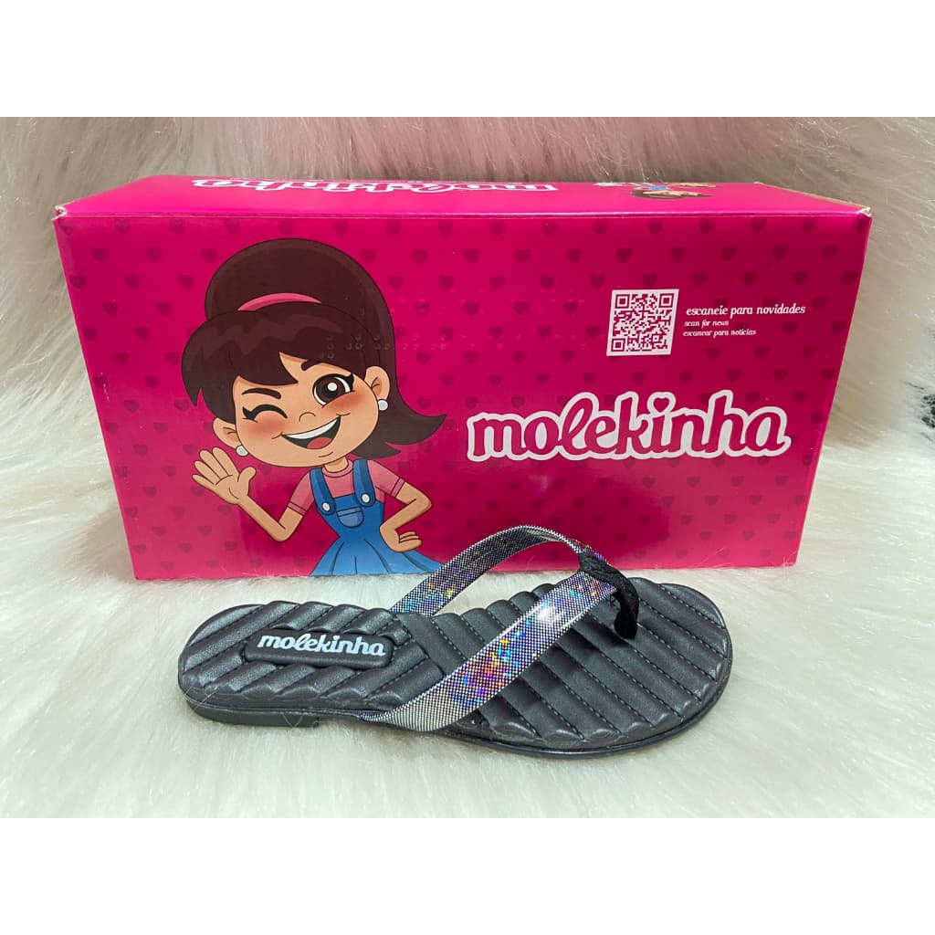 Sandália Rasteirinha Molekinha Infantil Menina Preto 2353.103