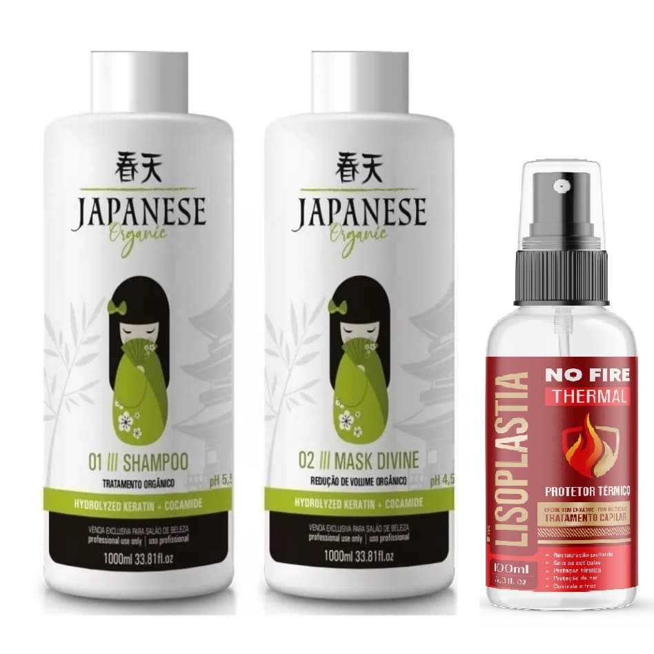 para todos tipos de cabelo progressiva japonesa S/F + protetor termico 100ml marvilhoso