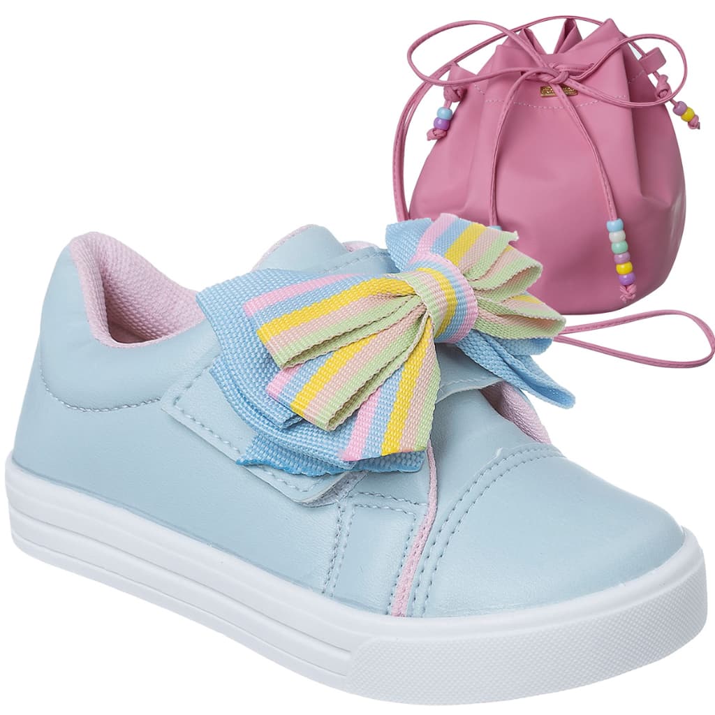 Kit Tênis Casual Bolsa Saco Linda Menina Confortavel Promoção Infantil