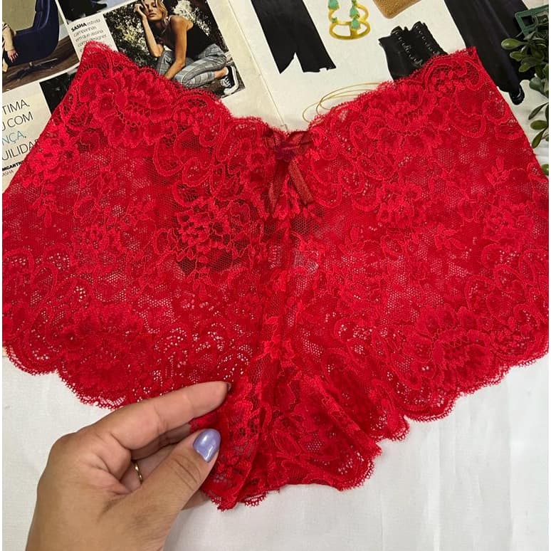 Kit 10 Calcinhas Caleçon Em Renda Tipo Shortinho Lateral Larga Tanga Sensual Calesson