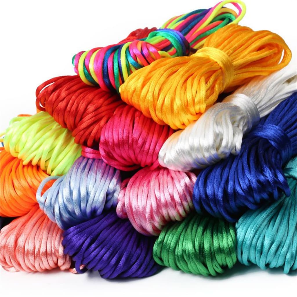 kit 10 Cores 100m Fio Cordão 1mm Cetim Seda Rabo De Rato Artesanato Chaveiros Tranças Fio Acetinado