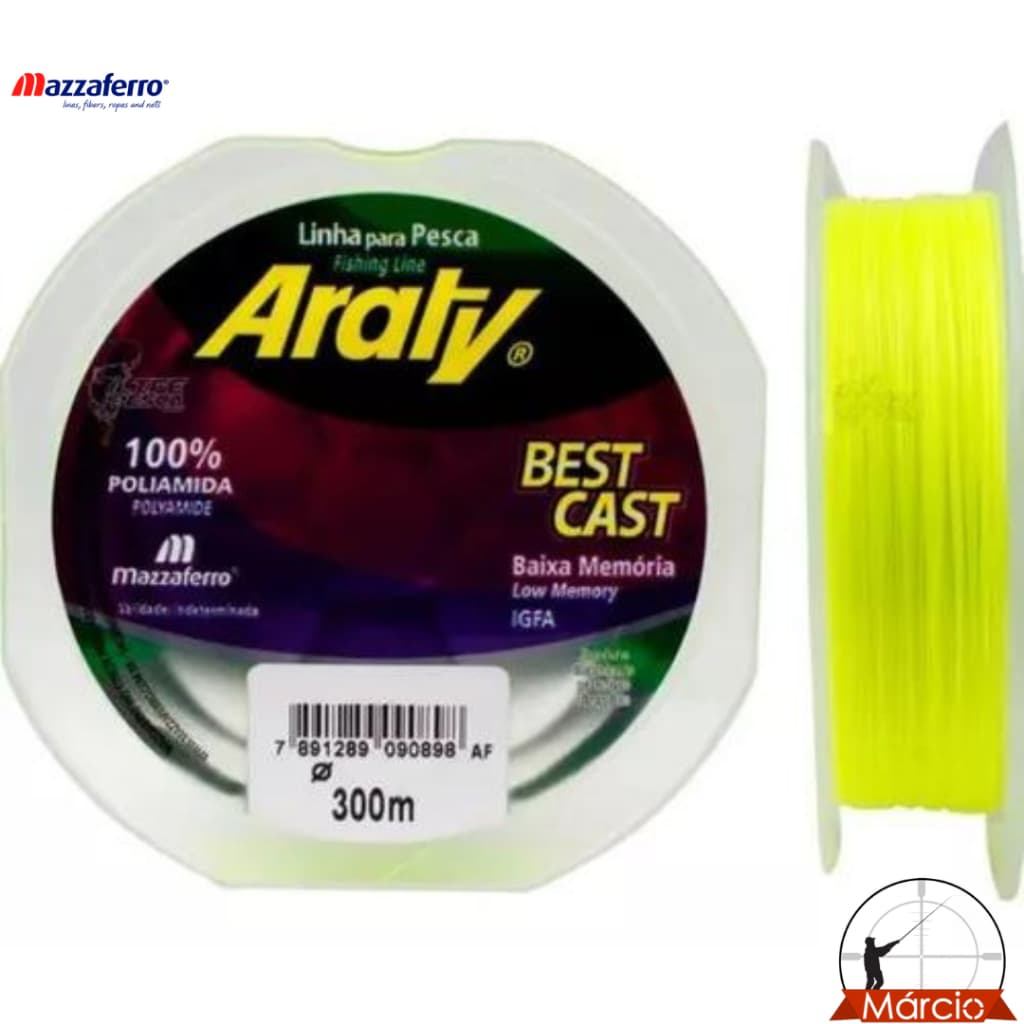 Linha para Pesca Araty Best Cast Amarela c/ 300 metros Mazaferro