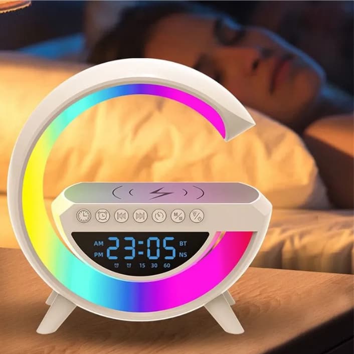 G-speaker Smart Station - Luminária Bluetooth Inteligente Estilo Quente RGB Luz Carregador Sem Fio Alarme Relógio Lâmpada De Mesa