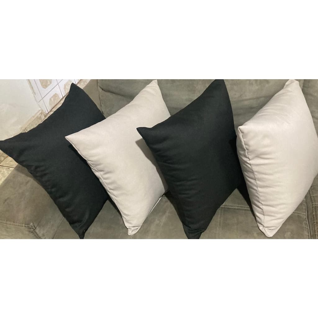 Kit 4 Capas de Almofadas Preto c/ Cinza - 0,45x0,45 cm - Decorativa de Sala/Quarto