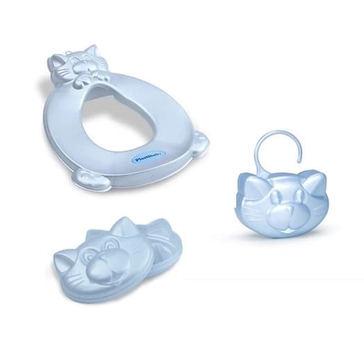 Kit Assento Redutor Infantil Saboneteira e  Porta chupeta Azul
