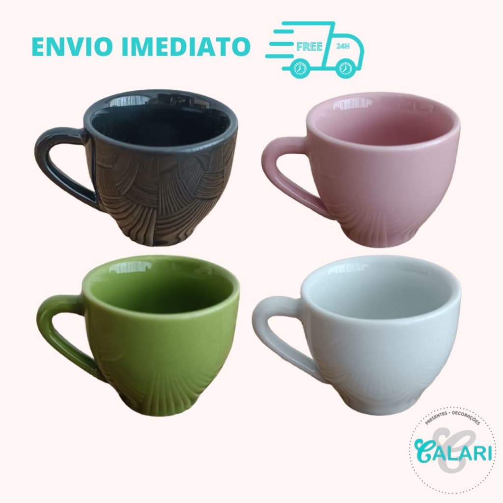 Xícaras de Porcelana Unitária 80ml Pequena Xicara Cafézinho Xicaras para Café Branca Preta Rosa Verde Decoração Cozinha Cantinho do Café Chicara para Café