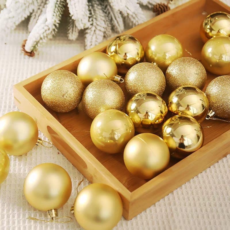 Kit12 Bolas Enfeite De Árvore De Natal 5cm Mista Lisa Fosca Glitter Para Decoração Natalina