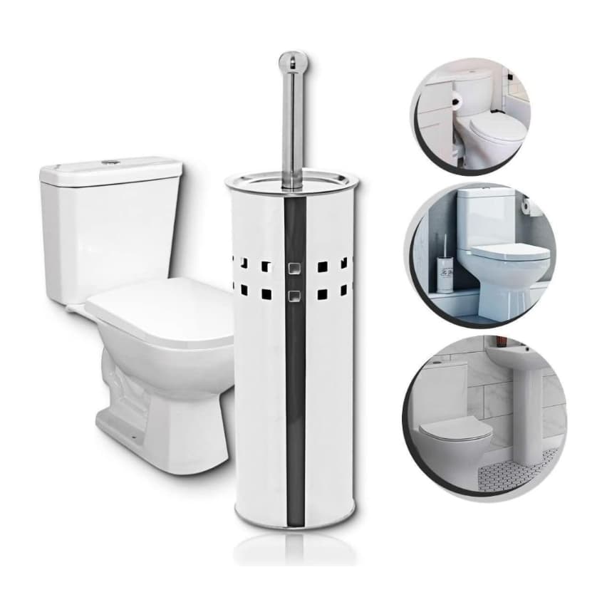 Escova Sanitária De Limpar Vaso Privada Suporte Aço Inox Higiênica com Suporte de Banheiro