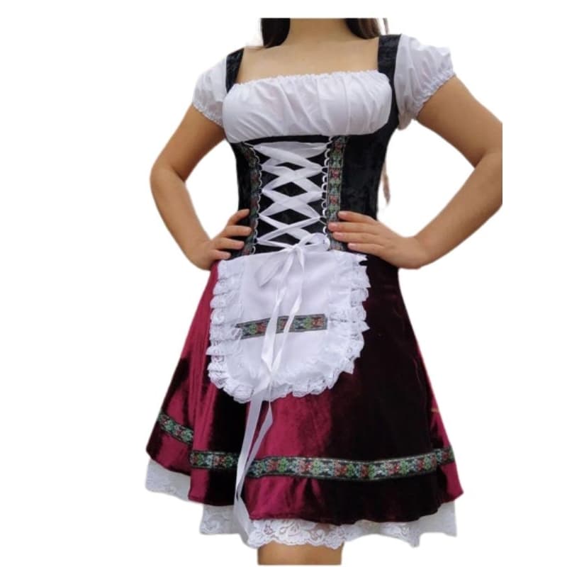 Vestido alemã Oktoberfest veludo bordo