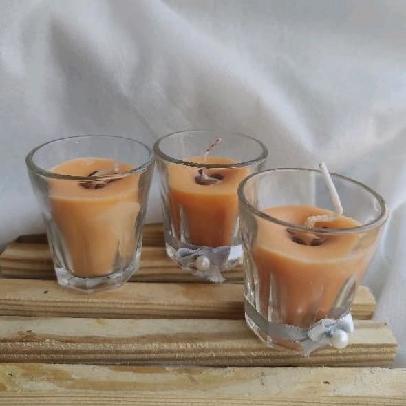 kit de 10 velas aromática no copinho de shot 60g/ vela no copo de vidro mini