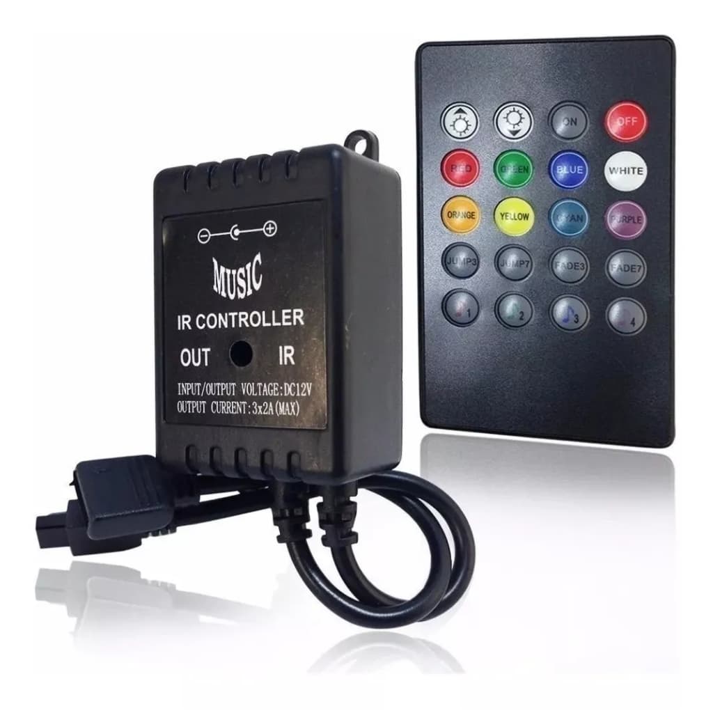 Controladora Com Controle Rítmico Fita LED 12V RGB 2835, 3528 ou 5050 Central Musical Batida Som