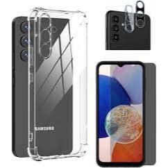 Kit 3X1 Samsung Galaxy A34 5G - Película cerâmica privacidade + Capa Transparente + Pelicula Câmera