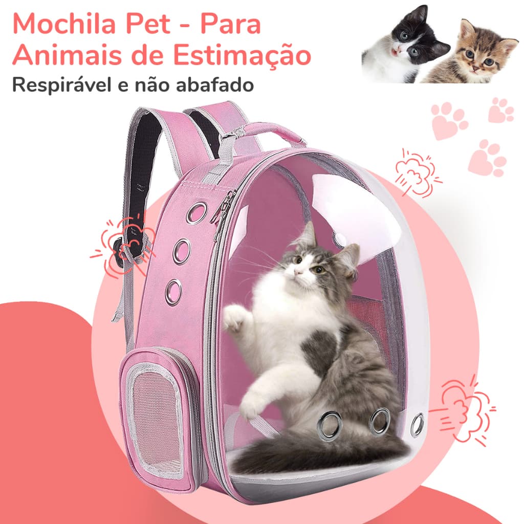 Mochila Astronauta Transparente Visão Passeio Respirável Para Gato Animais