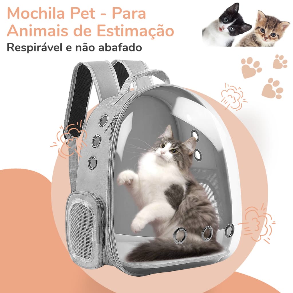 Mochila Pet Cães E Gatos Visão Panorâmica Em Acrílico