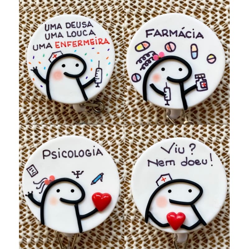 Porta-crachá Profissões Retrátil Flork Bentô Biscuit Personalizados