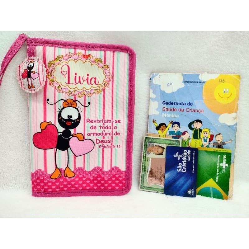 Capa para caderneta de vacinação IMPERMEÁVEL Porta documentos infantil personalizado SMILINGUIDO Faniquita