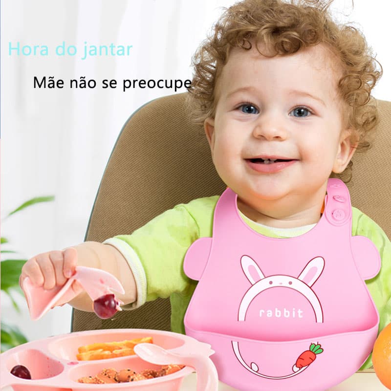 Kit Babador De Silicone Babador Para Bebê Seguro Buba Bandana Menina Garoto Impermeável Blw Migalhas Infantil