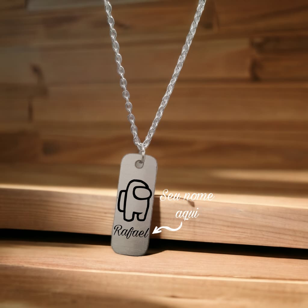 Colar Cordão Corrente Aço Inoxidável Jogo Among Us Personalizado Com Seu Nome battle Royale Masculino Feminino