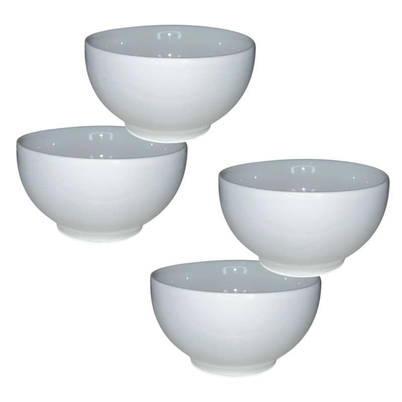 Kit 4 Cumbucas Tigela Porcelana Branca Para Sopas Caldos Sobremesas 500ML