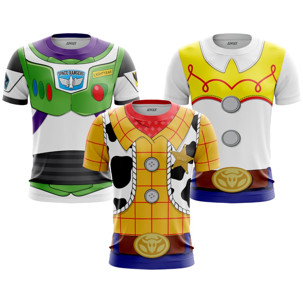 kit 3 Camisa Camiseta Dryfit Premium Desenho Toy Story Personagem Xerife Woody Jessie Vaqueira buzz lightyear
