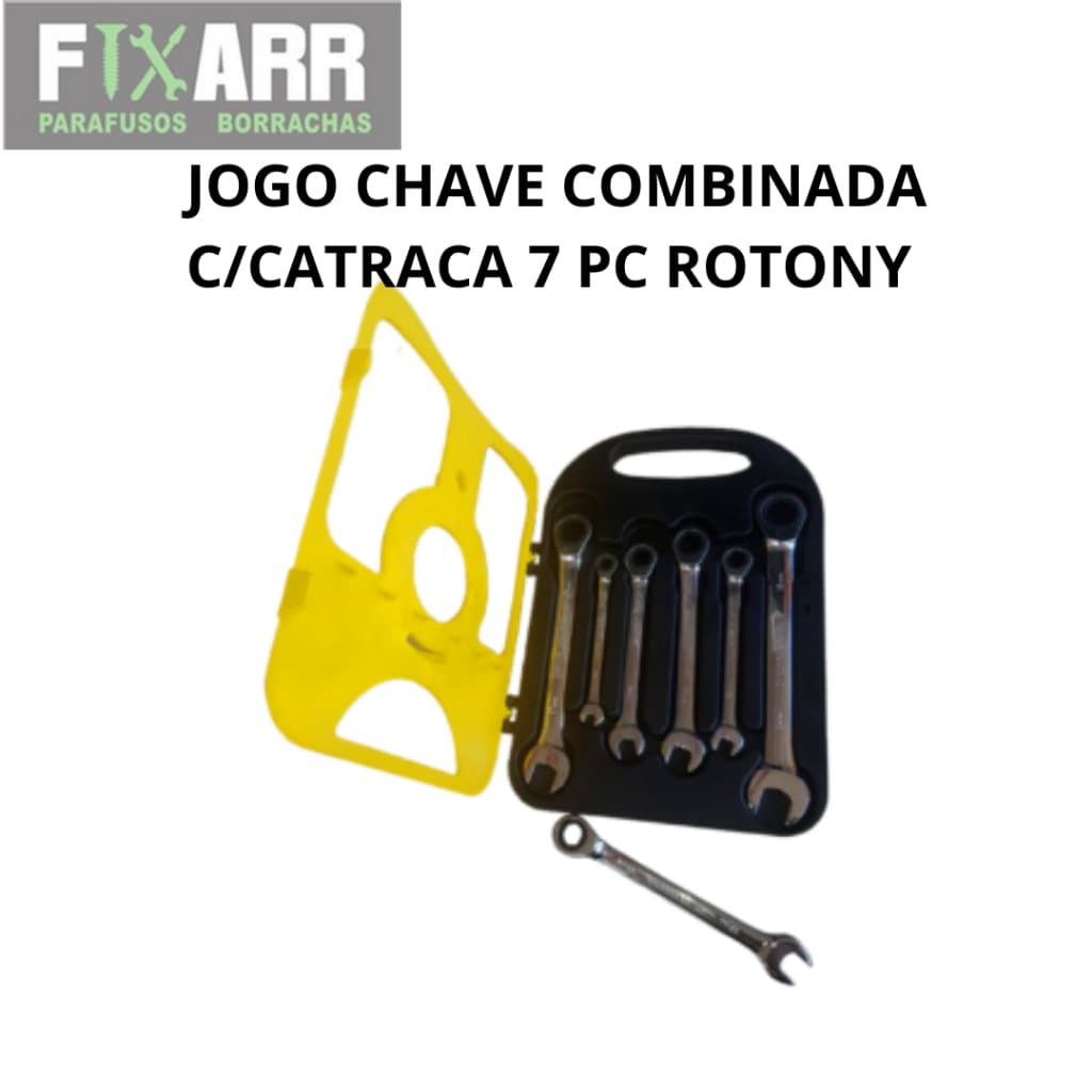 JOGO CHAVE COMBINADA C/CATRACA 7 PC ROTONY