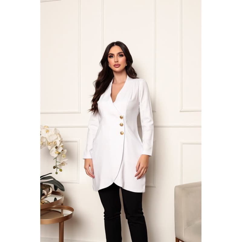 Jaleco Feminino Gabardine com elastano Luxo Francesca BRANCO Gardenia Jalecos