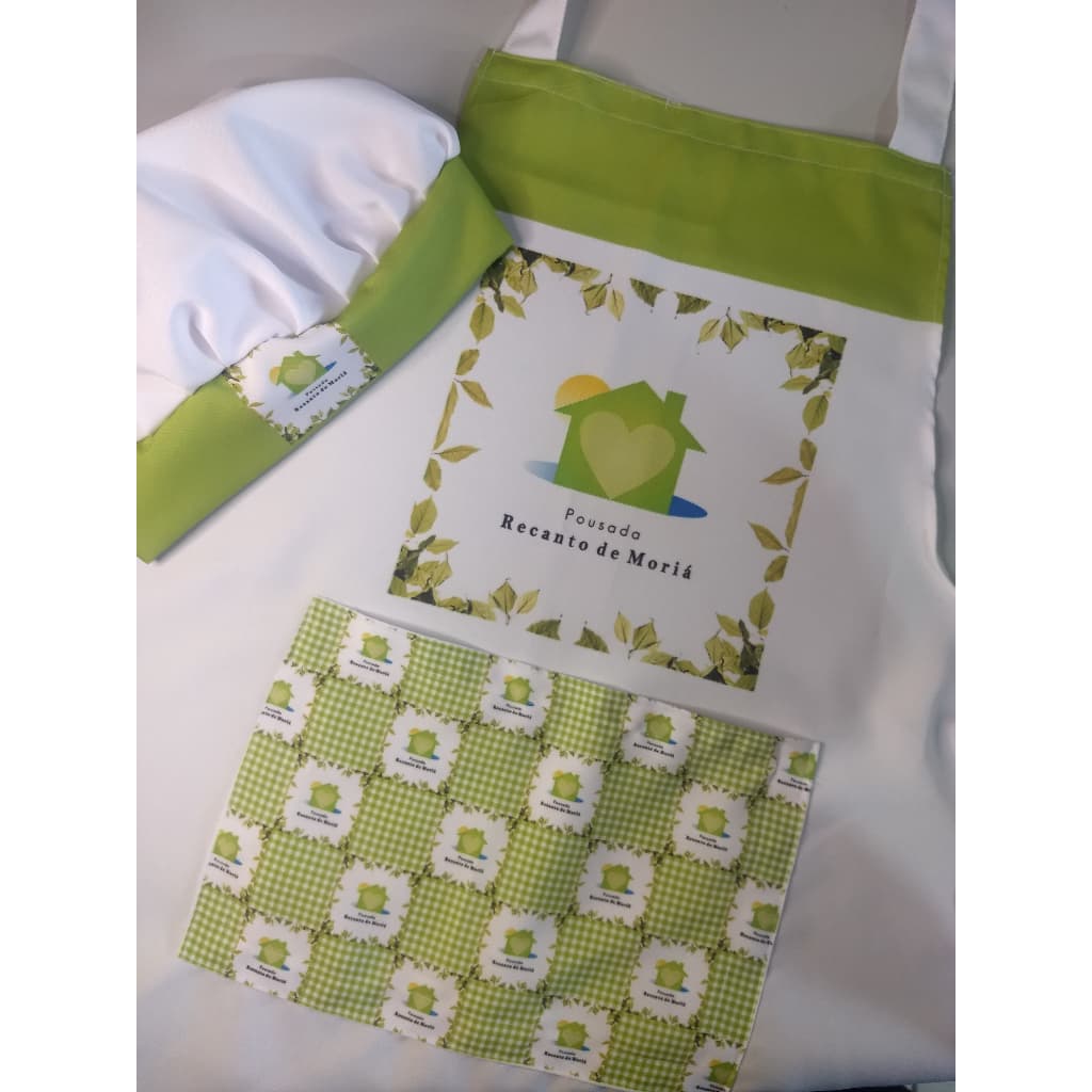 Kit Avental e Touca Personalizado Cozinha Restaurante e muito mais. Estampe com a sua logo, nomes...