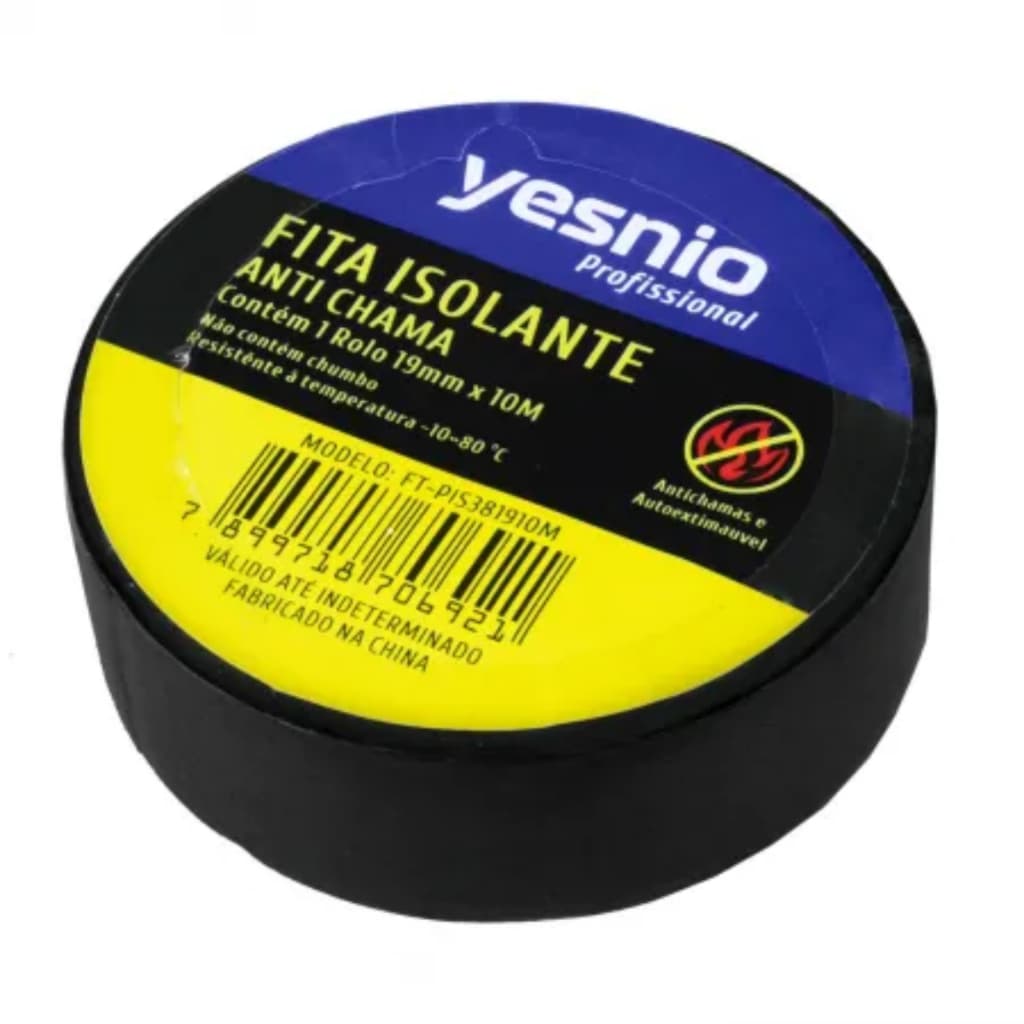 Fita Isolante 19mm x 10 metros Anti-Chamas Profissional