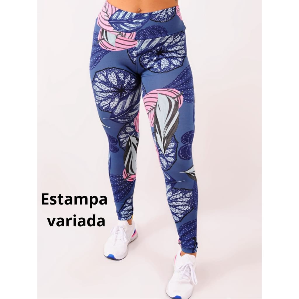 Calça Legging Suplex Estampada Cós Alto Academia Esporte Zero Transparência