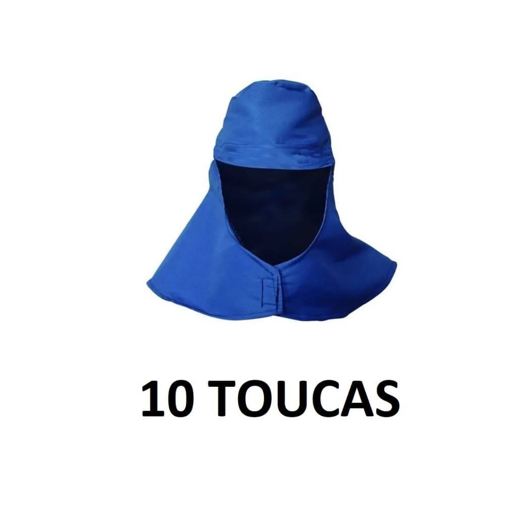 10 TOUCAS SOLDADOR BRIM AZUL C/ VELCRO PESCOÇO PROTEÇAO SOL