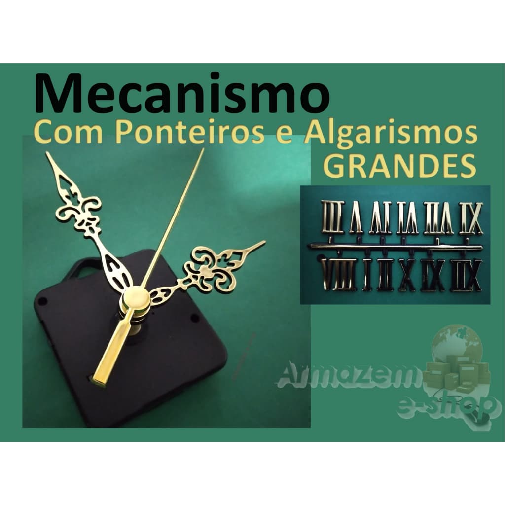 Kit 2 Maquinas De Relogio De Parede 22mm + Algarismos Dourados