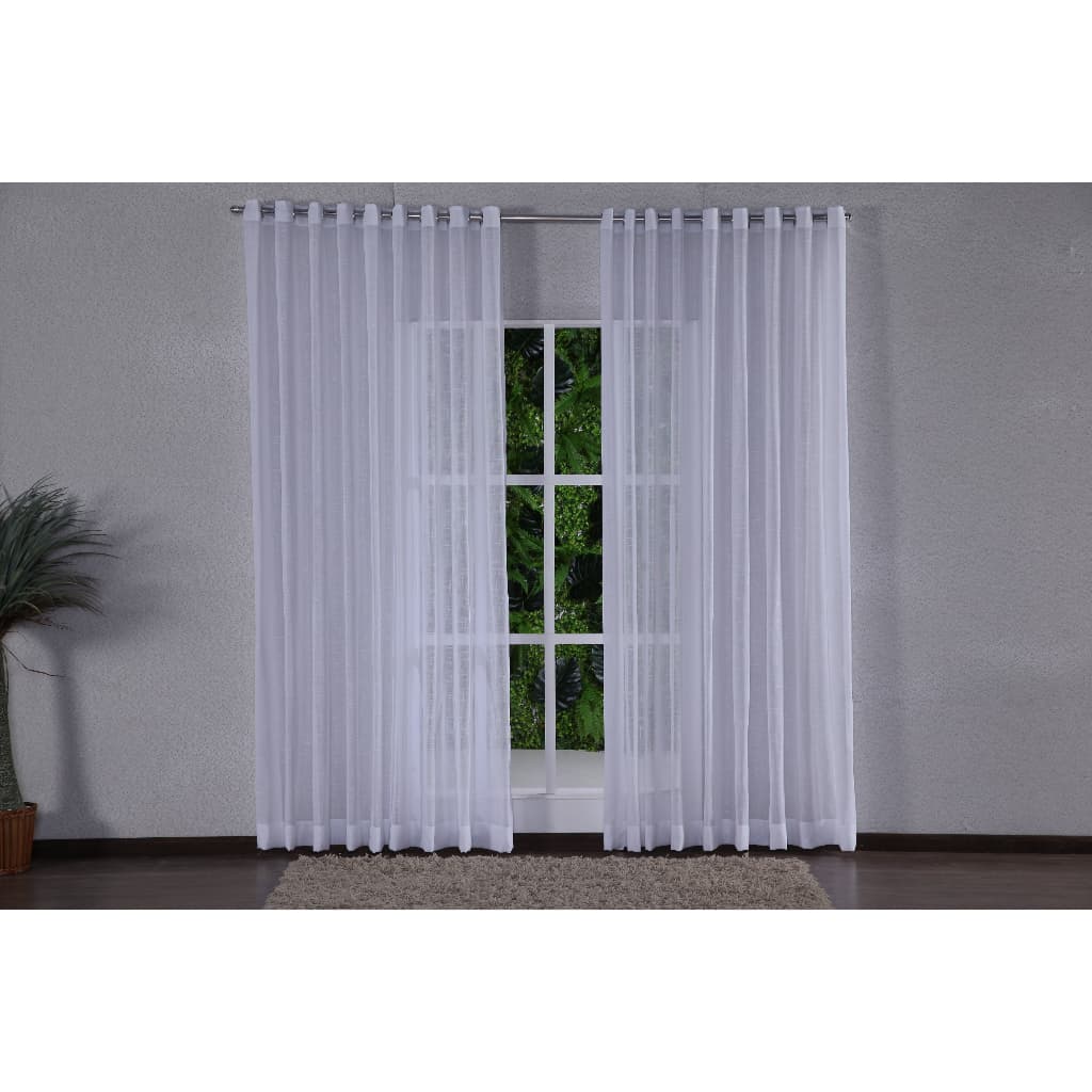 Cortina De Linho Flame 12x2.80 Para Varão Simples Com Ilhos Cromados
