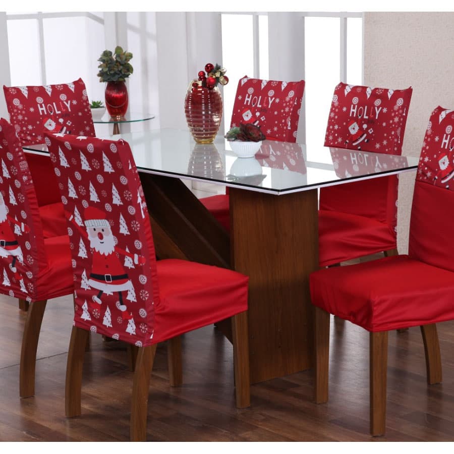 KIT 4 CAPA PARA CADEIRA DE JANTAR/ ESTAMPAS FESTAS NATAL-ANO NOVO