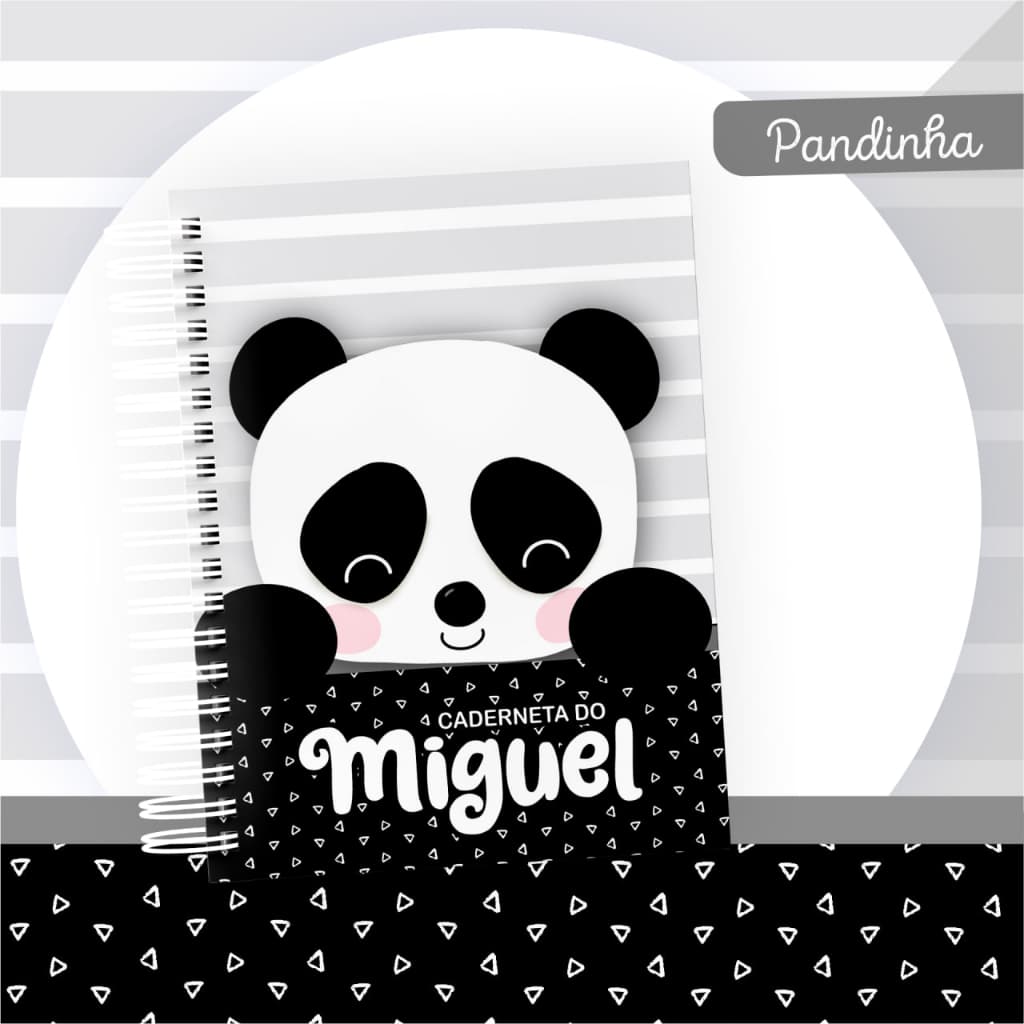 Caderneta de Vacina Panda Neutro Personalizada C/ Nome - Capa dura