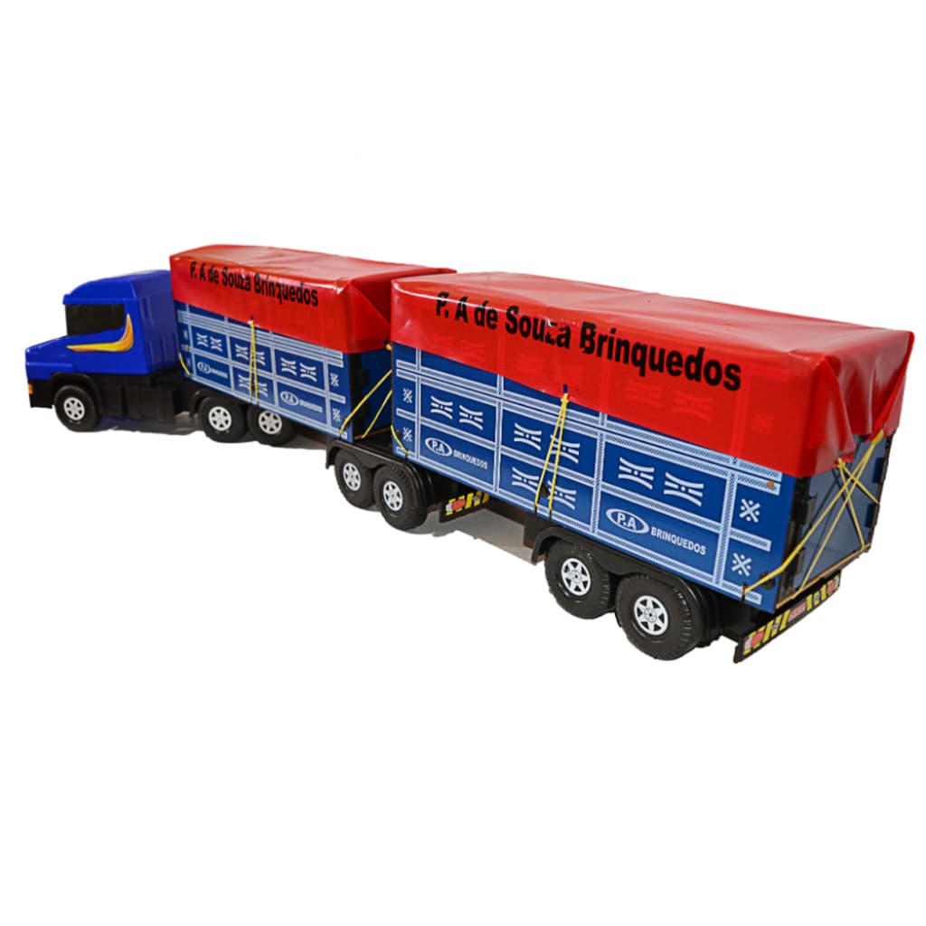 Caminhão Bitrem Carreta Graneleiro Carroceria de Madeira 7 Eixo Brinquedo GIGANTE 115cm