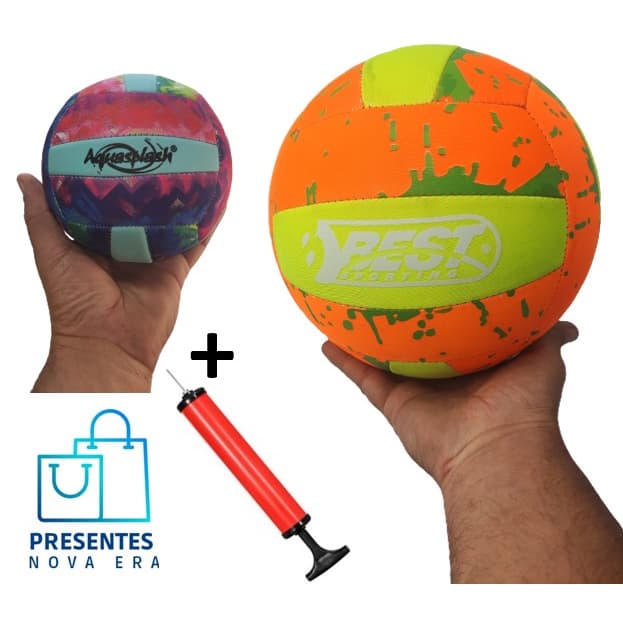 Kit Bola de Vôlei Soft + Bola Infantil com Bomba para Praia e Recreação