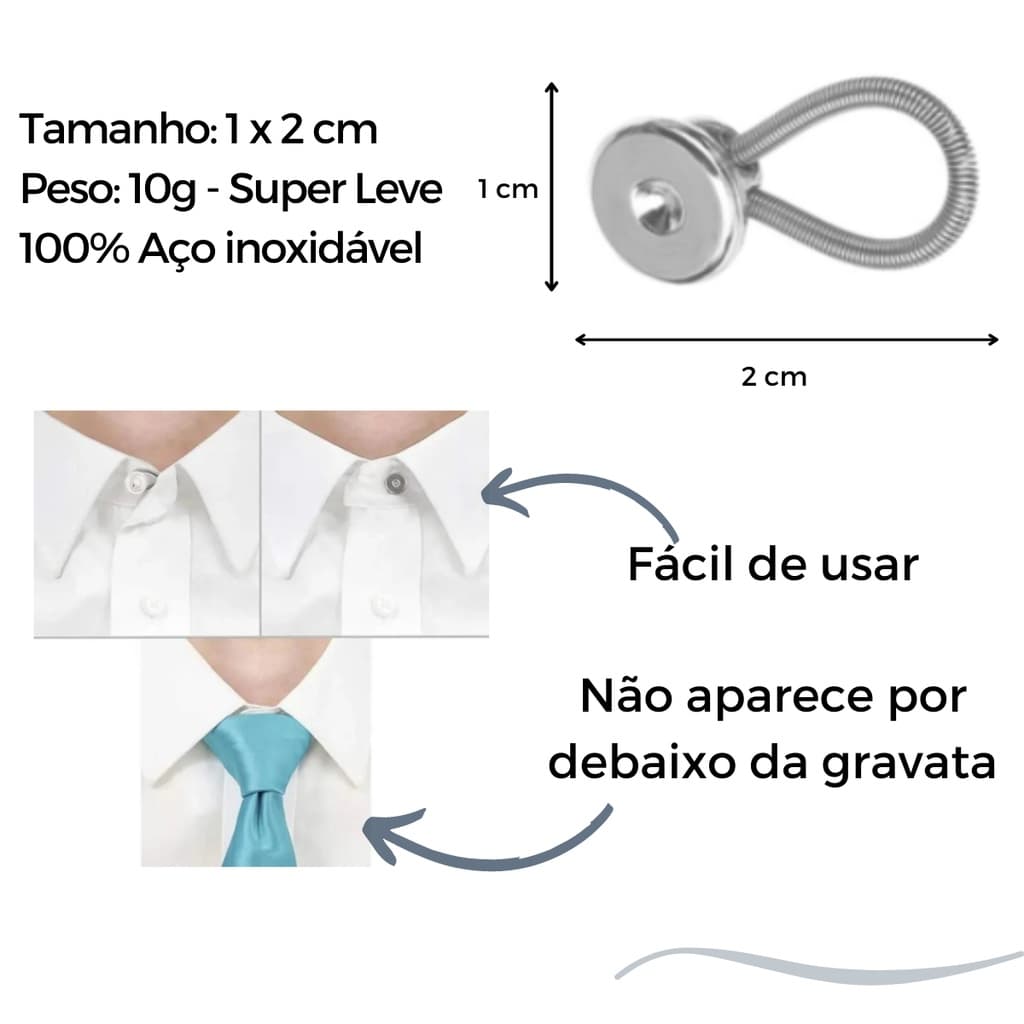 Botões Extensor Alargador de Colarinho para Camisa Social