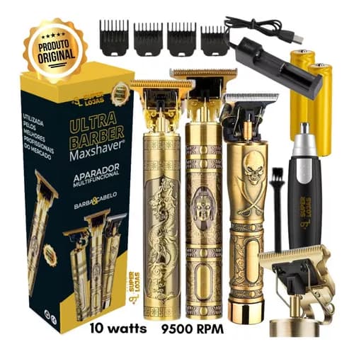 Maquina De Cabelo Ultrabarber Maxshaver Gold Bivolt + Nariz