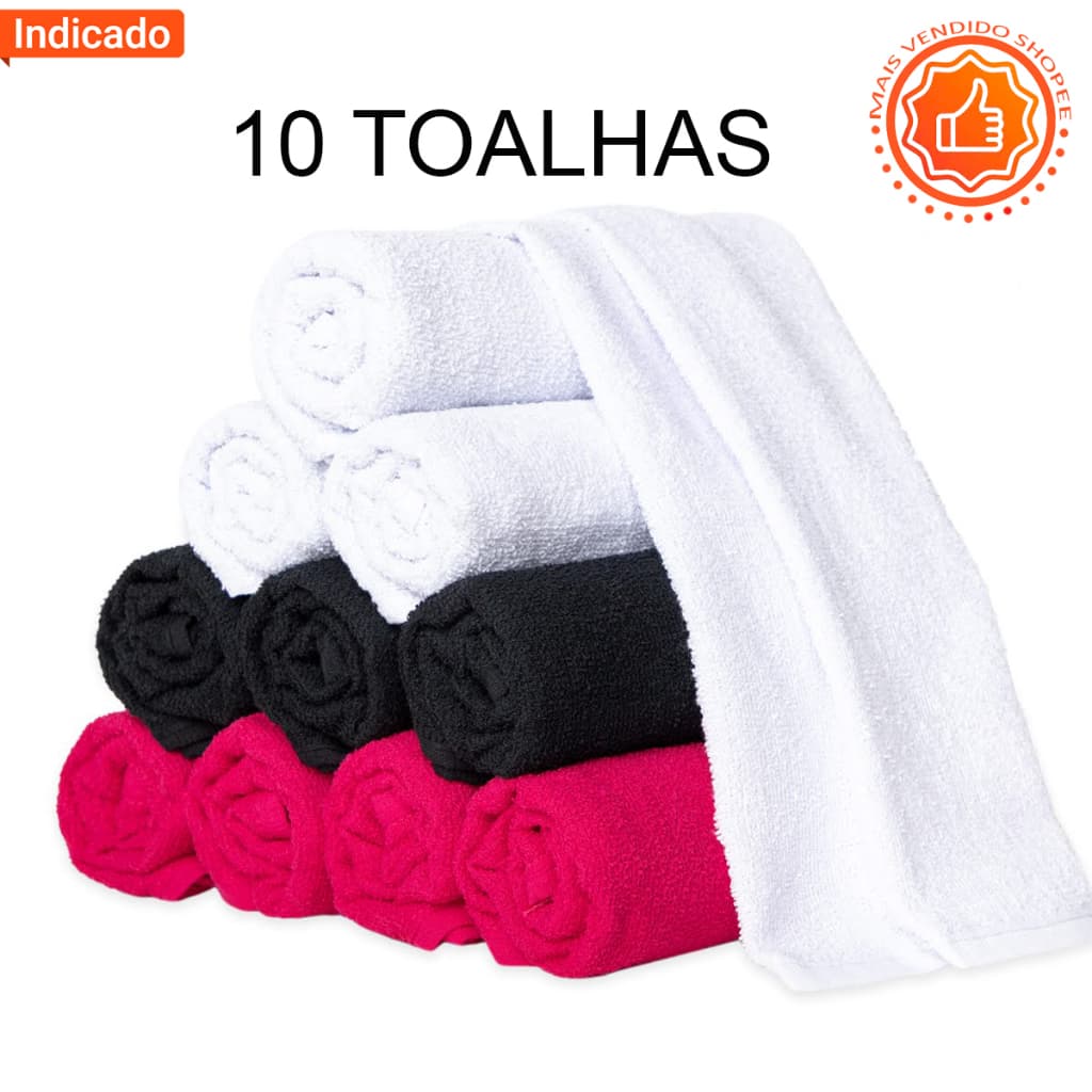 Kit Com 10 Toalhas de Rosto para Salão e Barbearia Grossa 45cm x 70cm