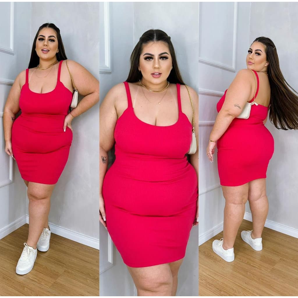 Vestido Curto GG Plus Canelado tamanho 44 ao 48 Vestido Alcinha Tubinho GG