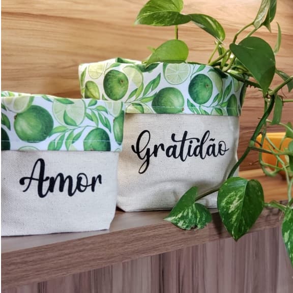 KIT COM 2 CESTOS, cachepot, CESTINHO, conjunto cachepot, cachepot de tecido,  organizador